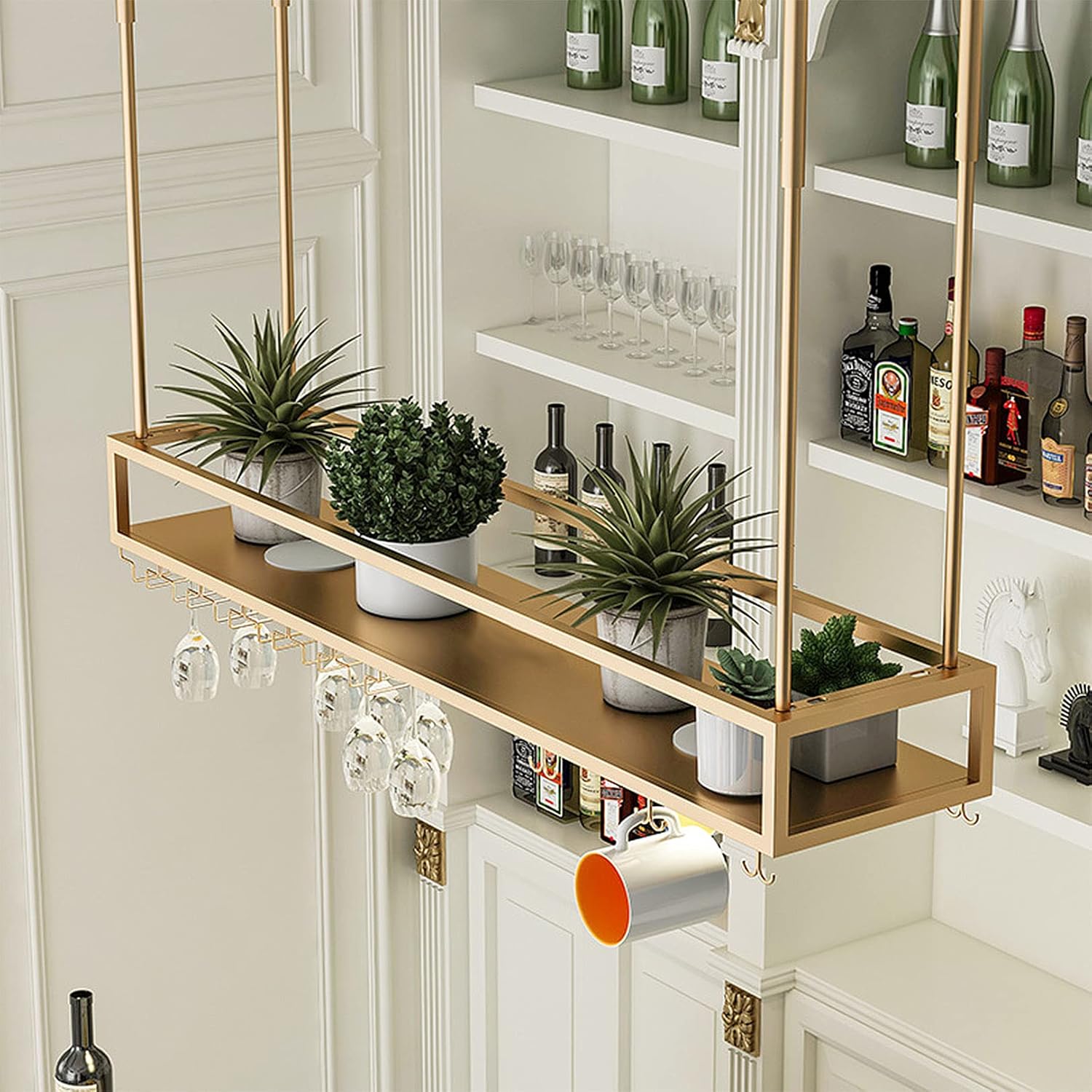 ブラウン木製キャビネット ガラス扉付き H.O木製ブラウンキャビネット